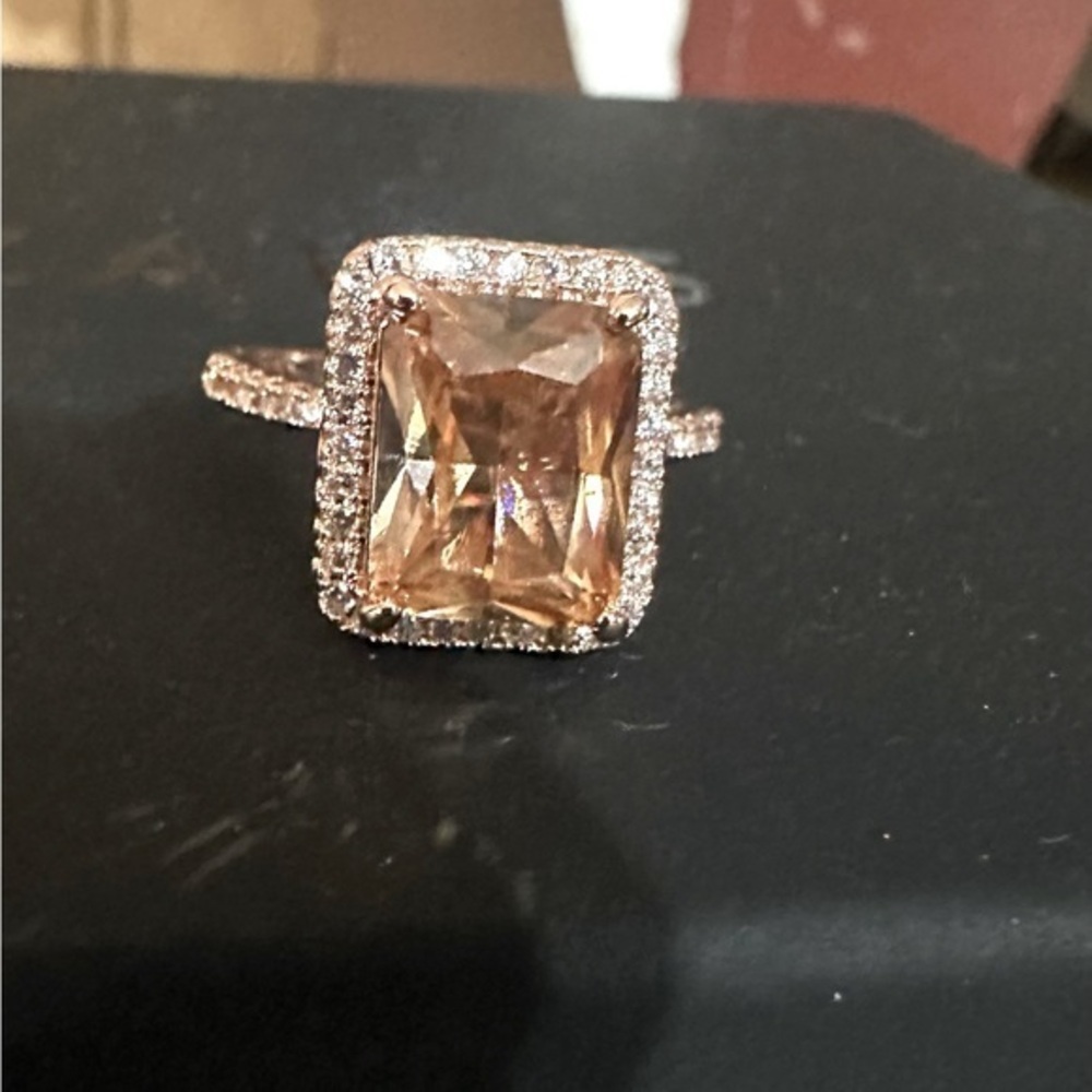 14K Morganite Engagement Cocktail Ring emerald 2.7 Ct “mermaid” sz 6